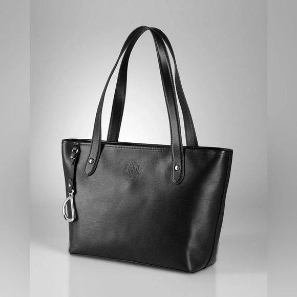 Lauren Ralph Lauren Handbags - Lauren By Ralph Lauren Women’s Black Textured Leather Newbury Tote Hand Bag